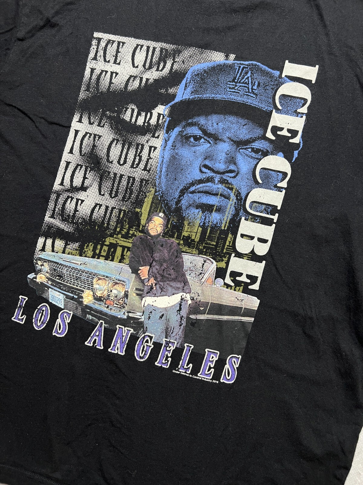 Vintage Style Thrashed Faded Black Rap Tee Ice Cube Hip Hop