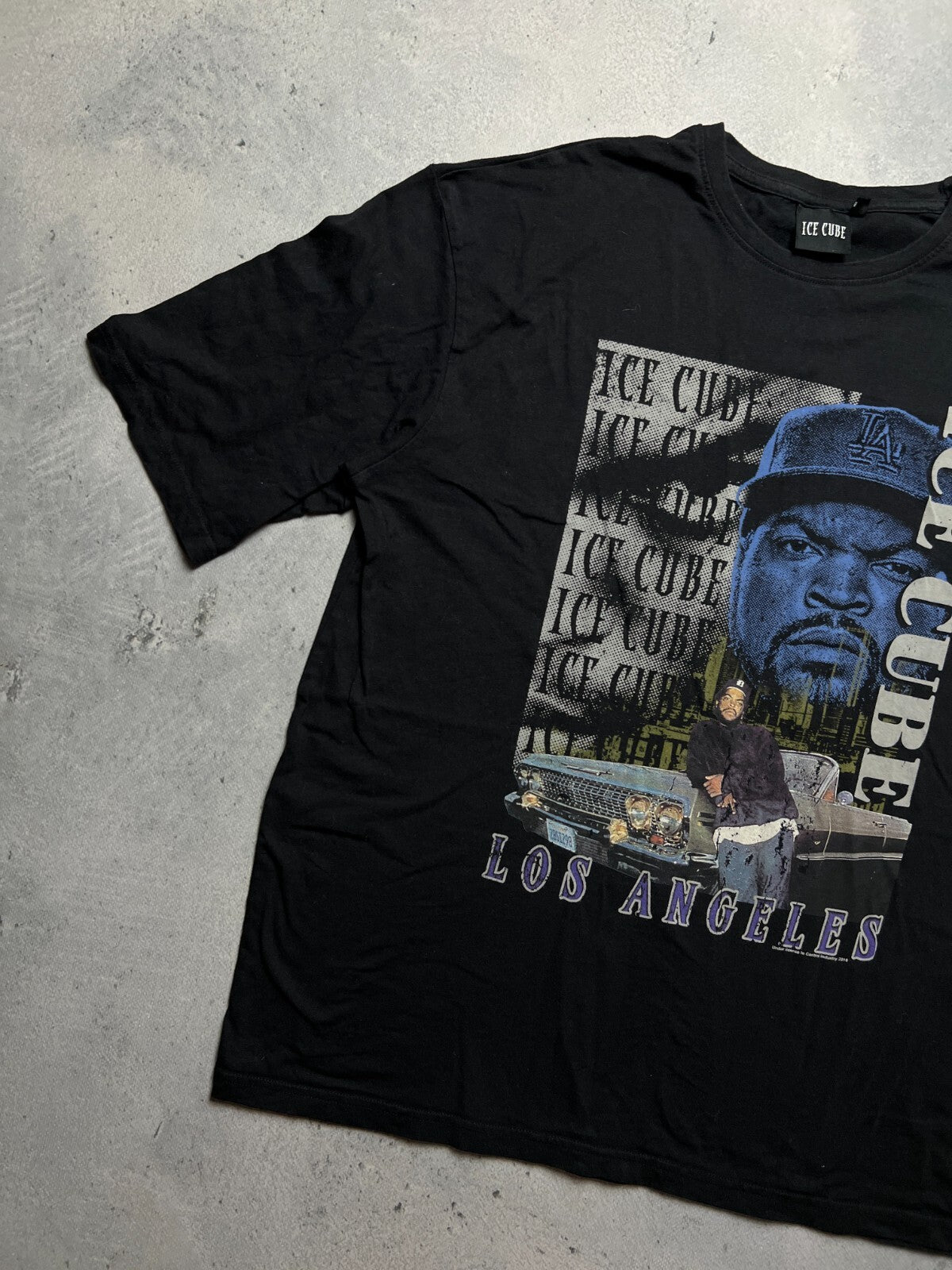 Vintage Style Thrashed Faded Black Rap Tee Ice Cube Hip Hop