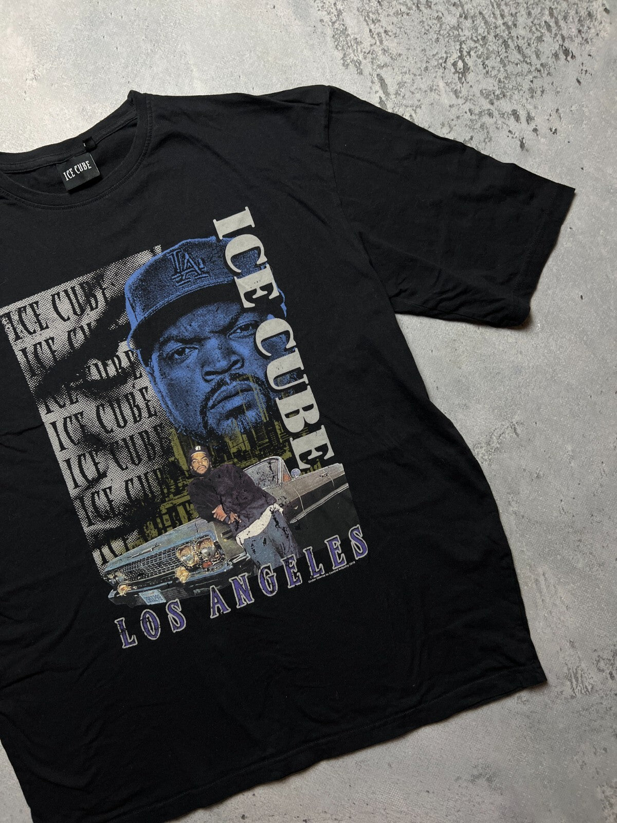 Vintage Style Thrashed Faded Black Rap Tee Ice Cube Hip Hop
