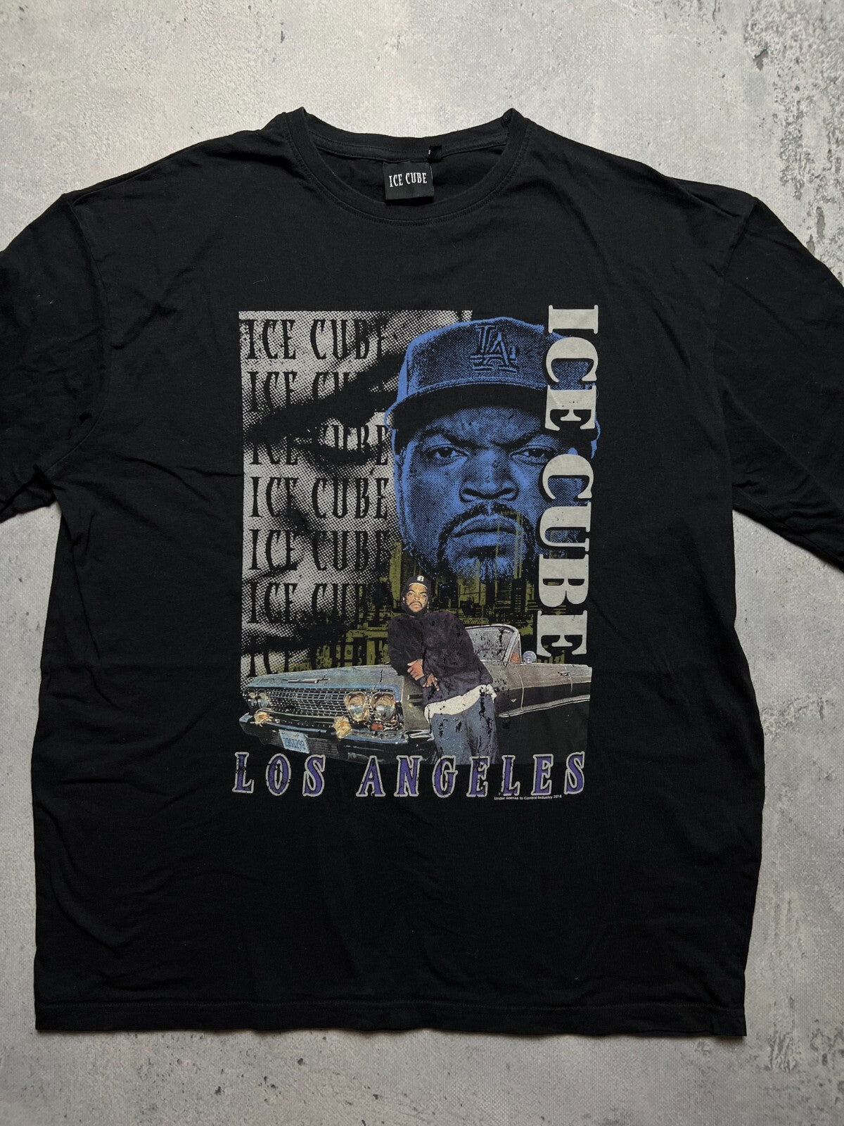Vintage Style Thrashed Faded Black Rap Tee Ice Cube Hip Hop