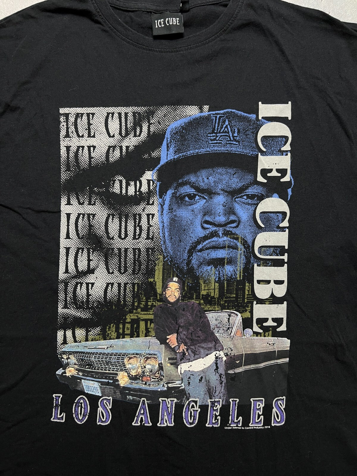 Vintage Style Thrashed Faded Black Rap Tee Ice Cube Hip Hop