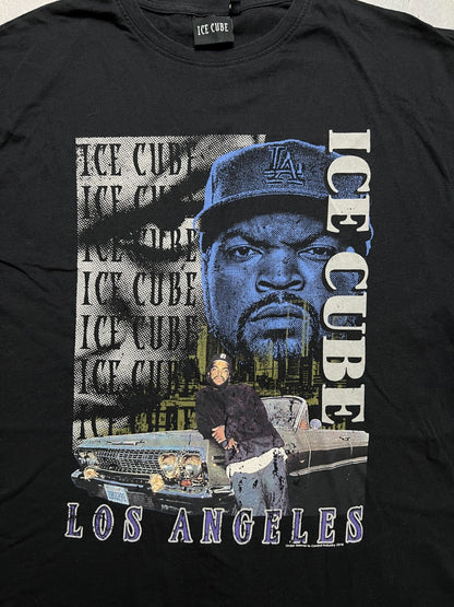 Vintage Style Thrashed Faded Black Rap Tee Ice Cube Hip Hop