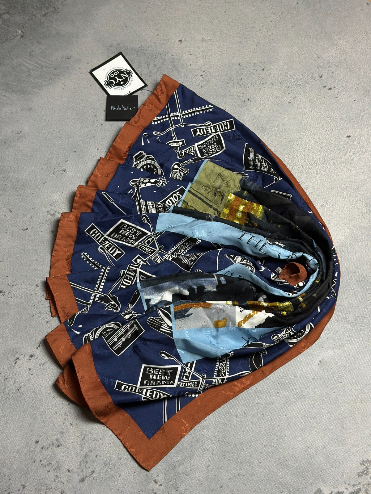 Nicole Miller 1998 Silk Scarf Times Square New York 90s Hype