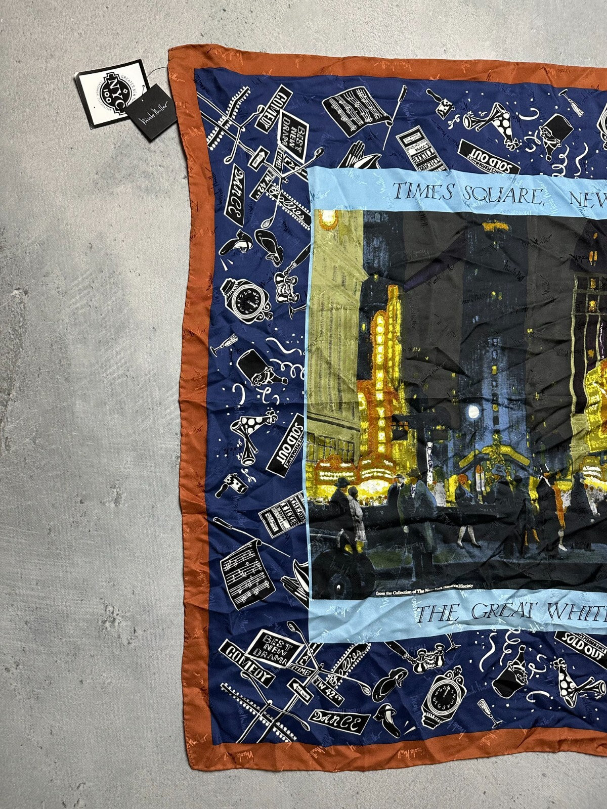 Nicole Miller 1998 Silk Scarf Times Square New York 90s Hype