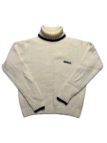 Diesel Vintage Distressed Knitwear Cream Wool Sweater 90's