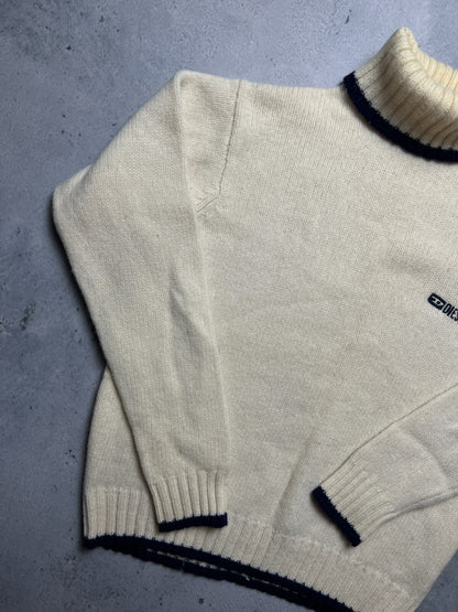 Diesel Vintage Distressed Knitwear Cream Wool Sweater 90's