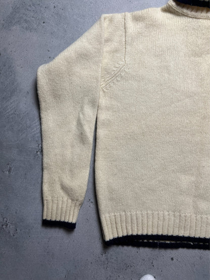 Diesel Vintage Distressed Knitwear Cream Wool Sweater 90's