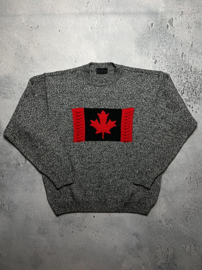 1990’s Vintage Carlo Colucci Canada Flag Wool Knit Sweater coogi style