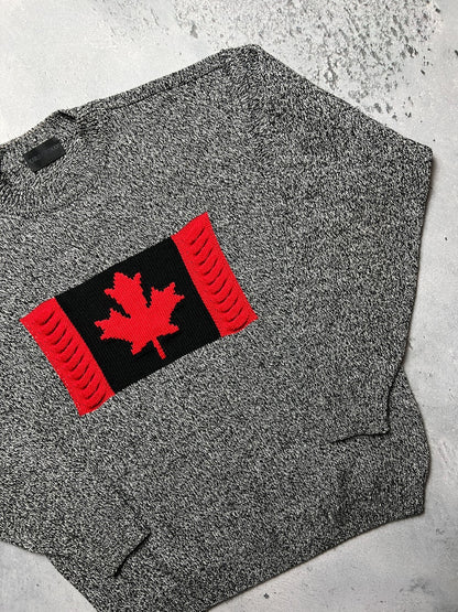 1990’s Vintage Carlo Colucci Canada Flag Wool Knit Sweater coogi style