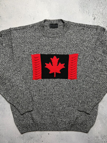 1990’s Vintage Carlo Colucci Canada Flag Wool Knit Sweater coogi style