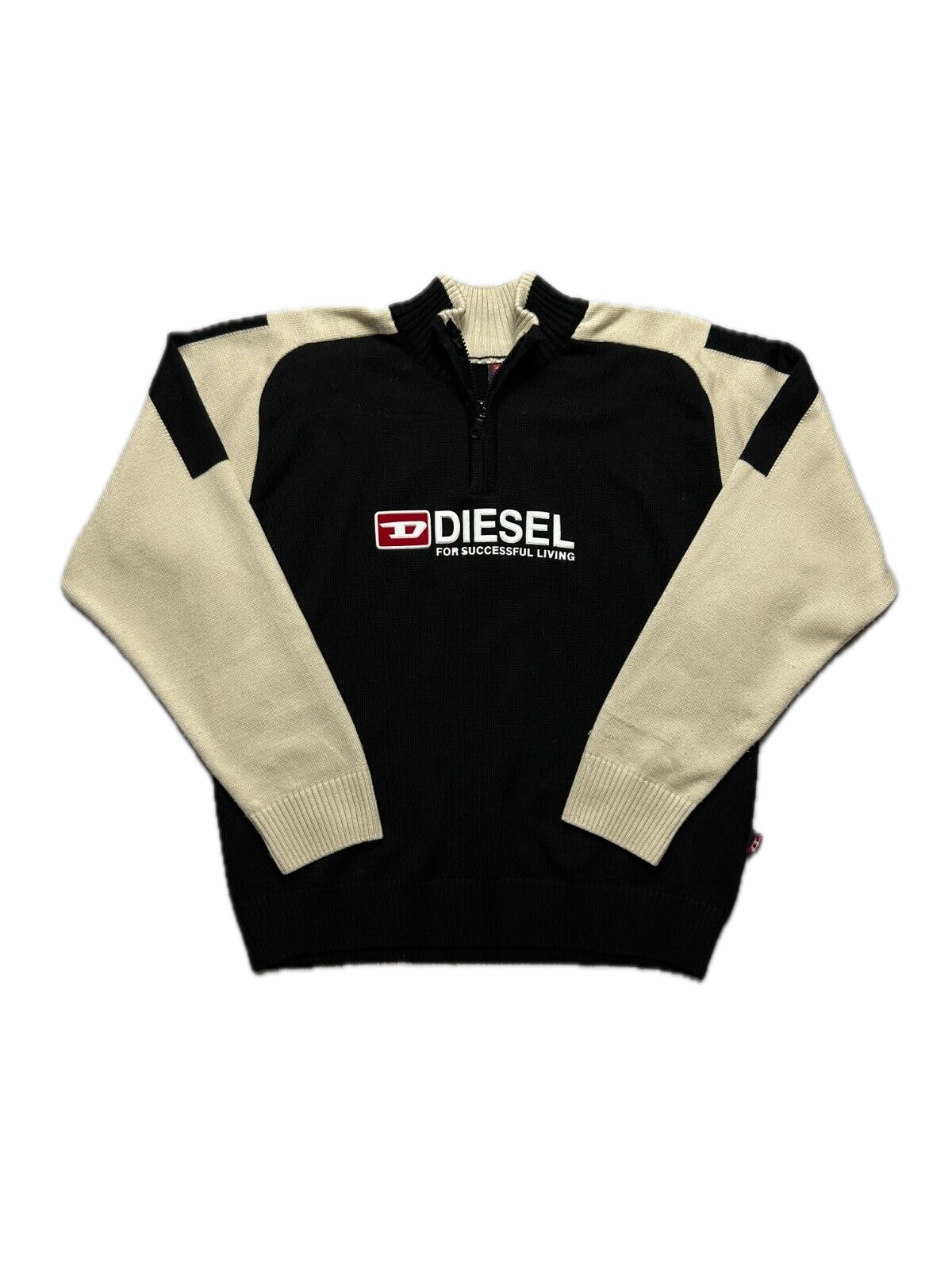 Diesel Vintage Distressed Knitwear Wool Half-Zip Sweater 90s