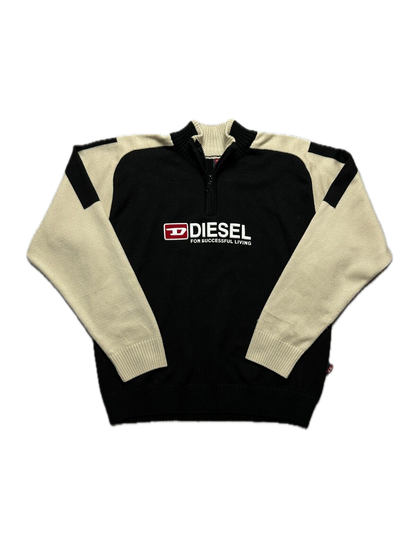 Diesel Vintage Distressed Knitwear Wool Half-Zip Sweater 90s