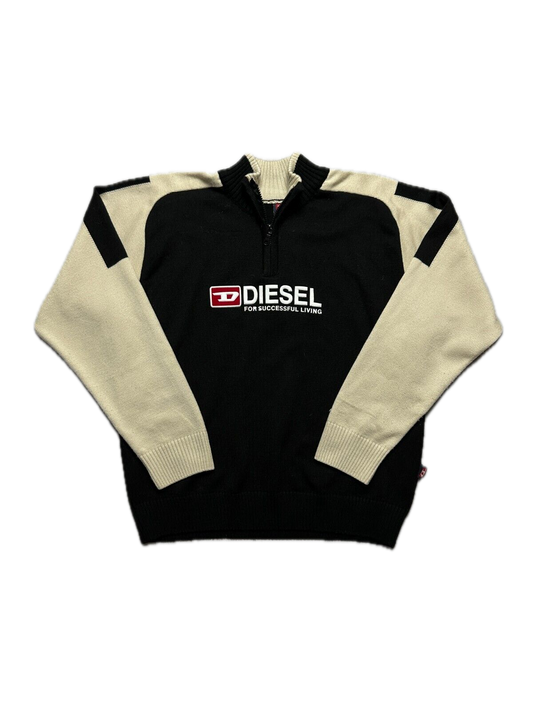 Diesel Vintage Distressed Knitwear Wool Half-Zip Sweater 90s