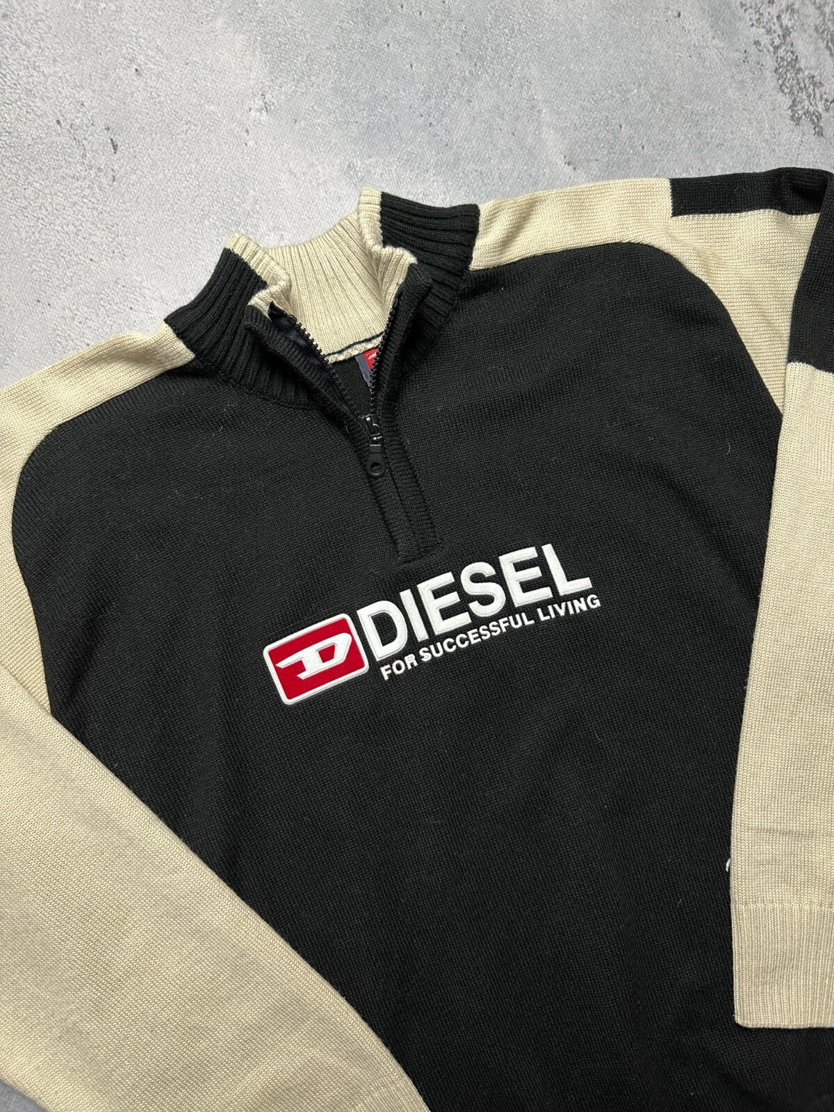 Diesel Vintage Distressed Knitwear Wool Half-Zip Sweater 90s