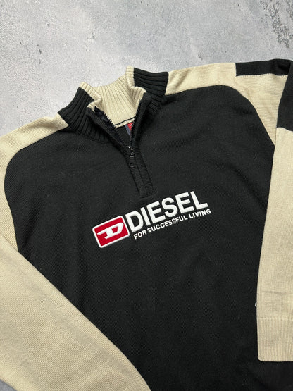 Diesel Vintage Distressed Knitwear Wool Half-Zip Sweater 90s