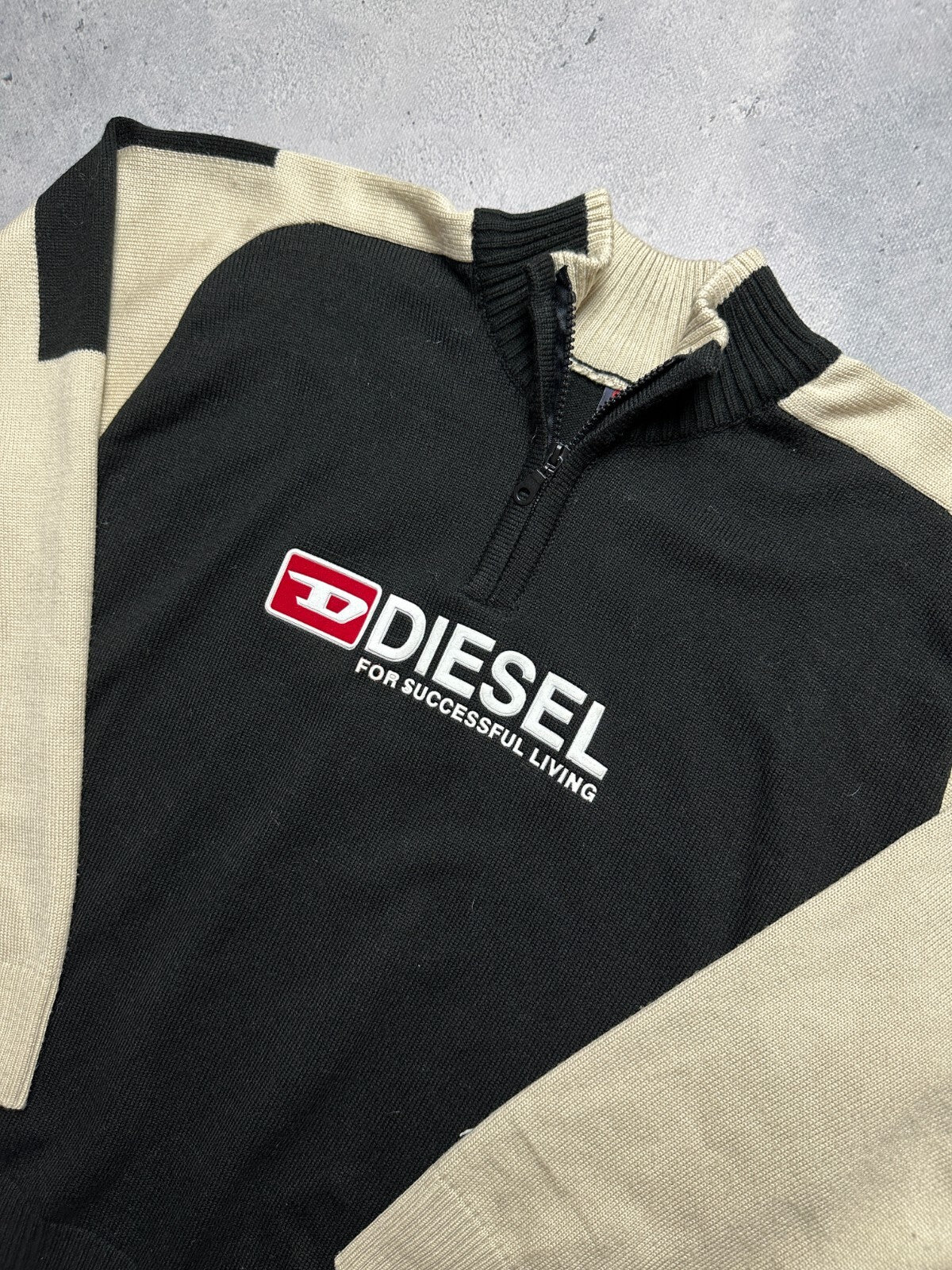 Diesel Vintage Distressed Knitwear Wool Half-Zip Sweater 90s