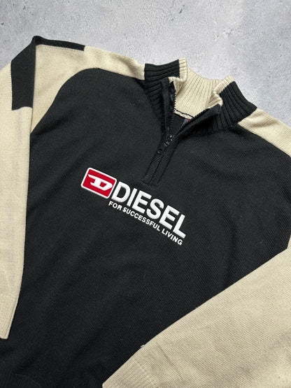 Diesel Vintage Distressed Knitwear Wool Half-Zip Sweater 90s